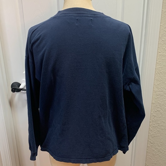 Wolverine Mens 5 Button Pullover Shirt Size L Long Sleeve dark blue and tan - Picture 4 of 11